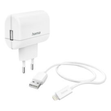 Hama Hálózati adapter HAMA USB-A 12W + Lightning kábel fehér kábel és adapter