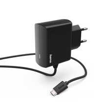 Hama hálózati töltő microUSB kábellel 2,4A, fekete (183247) (h183247) mobiltelefon kellék