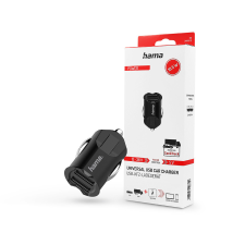 Hama szivargyújtó töltő adapter 2x USB-A bemenettel - 10.5W - HAMA USB Car Charger Kit - fekete mobiltelefon kellék