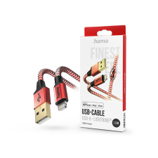 Hama USB-A - Lightning adat- és töltőkábel 1,5 m-es vezetékkel - HAMA ReflectiveUSB-A - Lightning Cable - piros mobiltelefon kellék