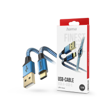 Hama USB-A - Type-C adat- és töltőkábel 1,5 m-es vezetékkel - HAMA Reflective USB-A - USB-C Cable - kék mobiltelefon kellék