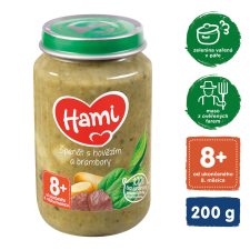 HAMI Spenót, burgonya és marhahús (200 g) - hús-zöldség bébiétel bébiétel