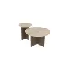  Hanah Home Coffee Table Set Travertine Walnut Private - Travertine, Walnut