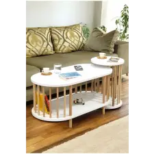  Hanah Home Dohányzóasztal szett Fehér Peka111-125 bútor