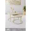  Hanah Home dohányzóasztal szett Gold Travertine Milas - Arany, Travertin