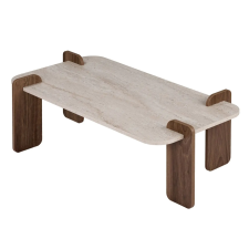  Hanah Home Dohányzóasztal Travertine Walnut Renard - Travertine, Venezia Walnut bútor