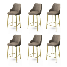 Hanah Home Enox Cappuccino és Gold bárszék szett, 6 db, kávé, 6 db bútor