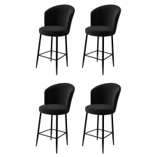 Hanah Home Fora Black bárszék szett, 4 db, fekete, 4 db bútor