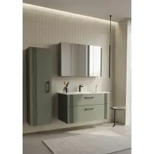  Hanah Home Fürdőszoba szekrény tükörrel matt zöld Bari 100 - 670 fürdőszoba bútor