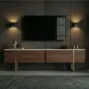  Hanah Home TV Stand Travertine Milano Walnut Gold Onera - Travertine, Milano Walnut, Gold