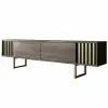  Hanah Home TV Stand Walnut Gold Gold Line - Walnut, Black