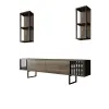  Hanah Home TV Unit Walnut Black Chrome Line - Walnut, Black