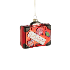 HANG ON üveg karácsonyfadísz Bon Voyage bőrönd karácsonyfadísz