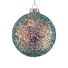 HANG ON üveg karácsonyfadísz flitterekkel, zöld-arany ? 10cm karácsonyfadísz