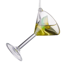 HANG ON üveg karácsonyfadísz, Martini koktél karácsonyfadísz