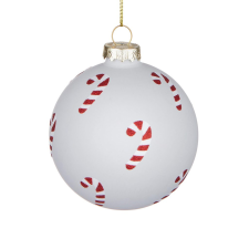 HANG ON üveggömb karácsonyfadísz, Candy Cane fehér 8cm karácsonyfadísz