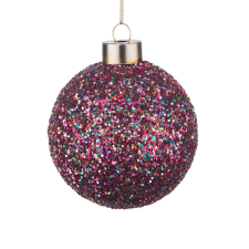 HANG ON üveggömb karácsonyfadísz, színes flitteres ?8 cm karácsonyfadísz