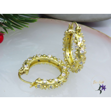  Hanne apró fehérköves karika fülbevaló-14K fülbevaló