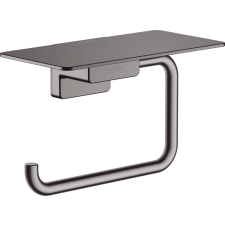 Hansgrohe AddStoris WC papír tartó, polccal szálcsiszolt fekete/króm 41772340 fürdőszoba kiegészítő