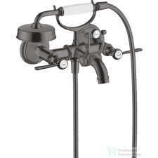 Hansgrohe AXOR MONTREUX kétkaros kádtöltő csaptelep zuhanyszettel,szálcsiszolt fekete króm 16551340 csaptelep