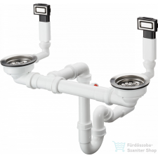 Hansgrohe D15-10 manuális le- és túlfolyó szett kétmedencés mosogatóhoz, 43922800 mosogatótálca
