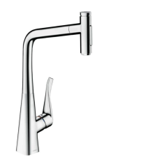 Hansgrohe Mosogató csaptelep Hansgrohe Metris kihúzható zuhannyal, 2 áram króm 73816000 csaptelep