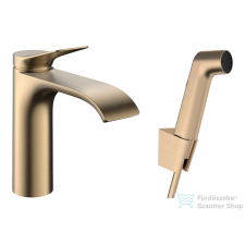 Hansgrohe VIVENIS mosdócsaptelep bidé zuhanyszettel,klik-klak leeresztővel, szálcsiszolt bronz 75210140 csaptelep