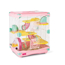 Happet Ketrec Rágcsálóknak 28 x 21 x 43cm Kiegészítőkkel és Emelettel Rózsaszín K812 ketrec, szállítóbox rágcsálóknak