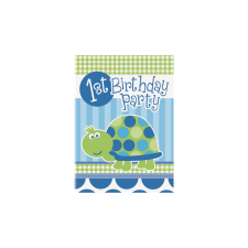 Happy 1st Birthsday teknősös meghívó fiúknak 8 db/cs party kellék