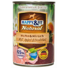 Happy&amp;Fit Happy&Fit Natural Huhn&Hirsch mit Apfel&Distelöl 400g kutyaeledel