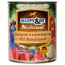 Happy&amp;Fit Happy&Fit Natural Welpen Lamm&Rind mit Reis&Leinöl 400g kutyaeledel
