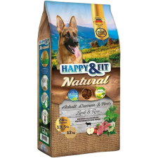 Happy&Fit Natural Adult Száraz Kutyatáp (Bárány és Rizs) - 12 kg kutyaeledel