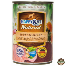 Happy&Fit Natural Dog Konzerv Csirke & Szarvas Almával & Sáfrányolajjal 400g kutyaeledel