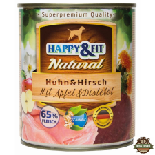 Happy&Fit Natural Dog Konzerv Csirke & Szarvas Almával & sáfrányolajjal 800g kutyaeledel