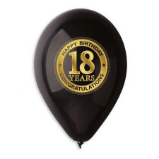  Happy Birthday 18 Black léggömb, lufi 5 db-os 12 inch (30 cm) party kellék