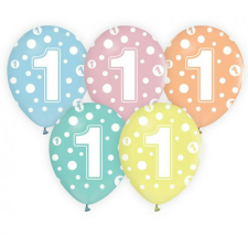 Happy Birthday 1 Dots léggömb, lufi 5 db-os 12 inch (30cm) party kellék