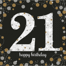 Happy Birthday 21 Gold szalvéta 16 db-os 33x33 cm papírárú, csomagoló és tárolóeszköz