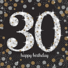HAPPY BIRTHDAY 30 szalvéta 16 db-os 33*33 cm party kellék