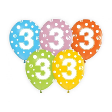  Happy Birthday 3 Dots léggömb, lufi 5 db-os 12 inch (30cm) party kellék