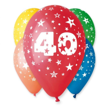 Happy Birthday 40 Star léggömb, lufi 5 db-os 12 inch (30cm) party kellék