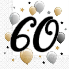 Happy Birthday 60 Milestone szalvéta 20 db-os 33x33 cm party kellék