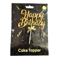  Happy birthday beszúró, Arany szín party kellék