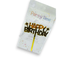  Happy Birthday beszúró tortadísz csillagos műanyag arany színű sütés és főzés