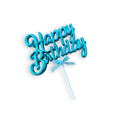  Happy Birthday beszúró tortadísz, műanyag, kék sütés és főzés