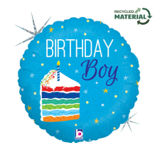 Happy Birthday Cake Boy Holo fólia lufi 46 cm party kellék