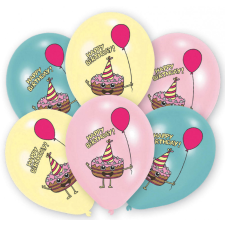 Happy Birthday Cake léggömb, lufi 6 db-os 11 inch (27,5cm) party kellék