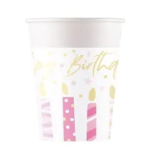 Happy Birthday Candles papír pohár 8 db-os 200 ml FSC party kellék