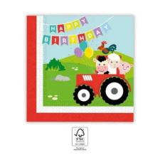  Happy Birthday farm állatos szalvéta csomag - 20 darabos asztalterítő és szalvéta