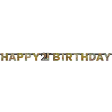 Happy Birthday Gold 21 hologrammos felirat 213 cm party kellék
