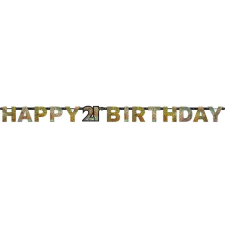  Happy Birthday Gold 21 hologrammos felirat 213 cm party kellék